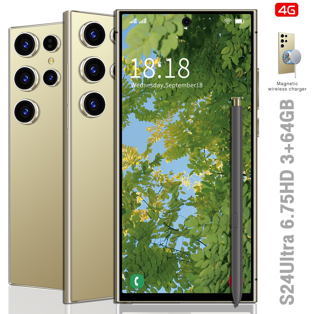 Original New Arrival S24 Ultra Unlocked AI Cell Phone with stylus ChatGPT 3+64GB Dual sim Android8.1 Smart Mobile Phone